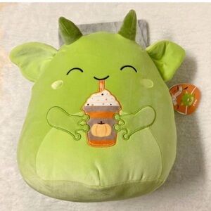 Squishmallow Fitzy the Green Goblin Pumpkin Spice Latte 12 x 13”
